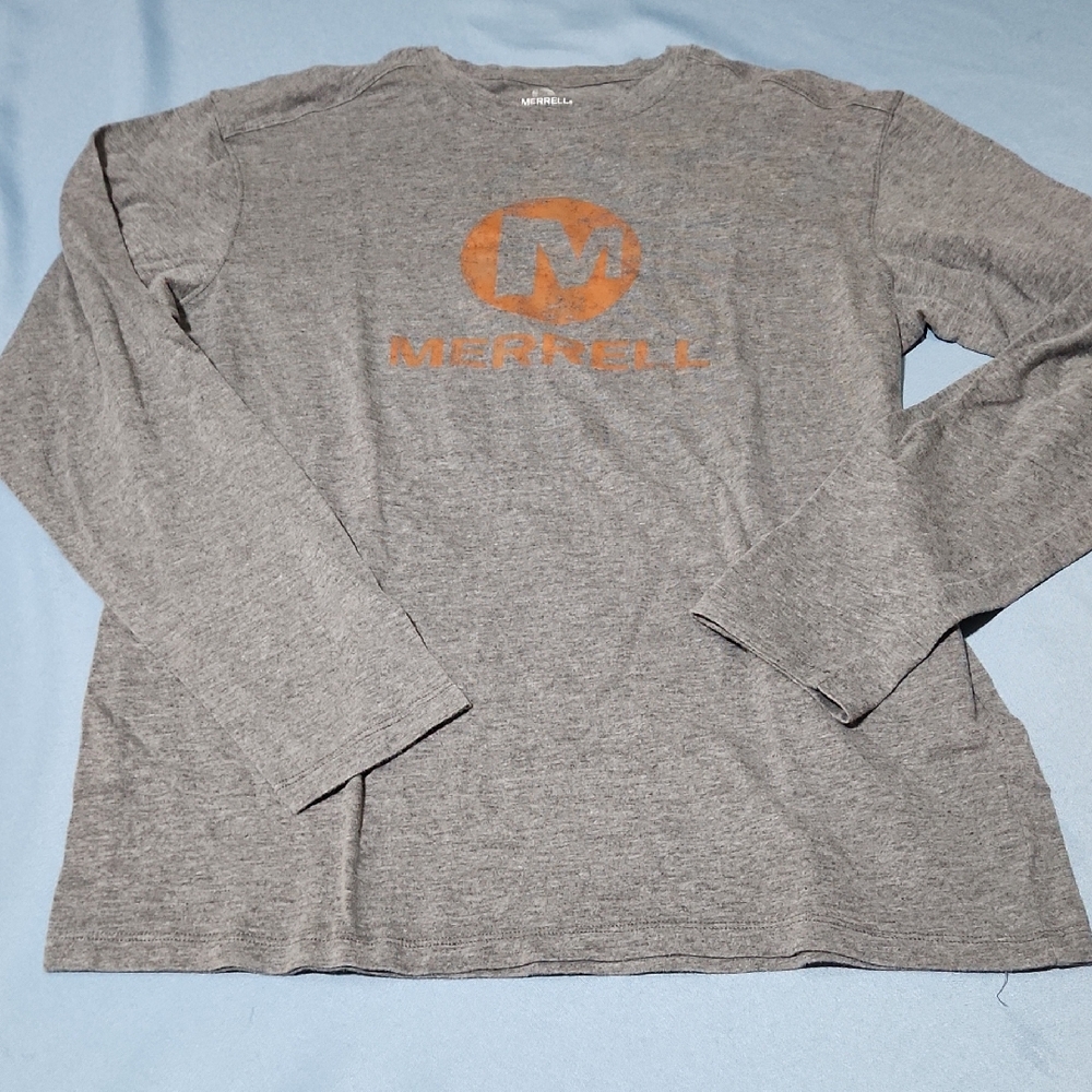 Merrell Heather Gray Long Sleeve Tee with Orange Logo